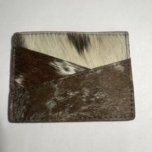 Myra Bag Leather Cowhide Cow Print Noire Credit Card / ID Holder